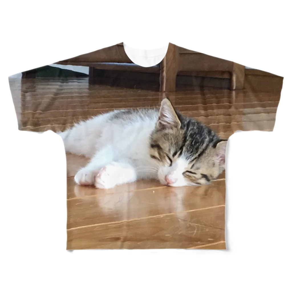 にゃこーんすーぷの眠たいにゃにゃすけ フルグラフィックTシャツ