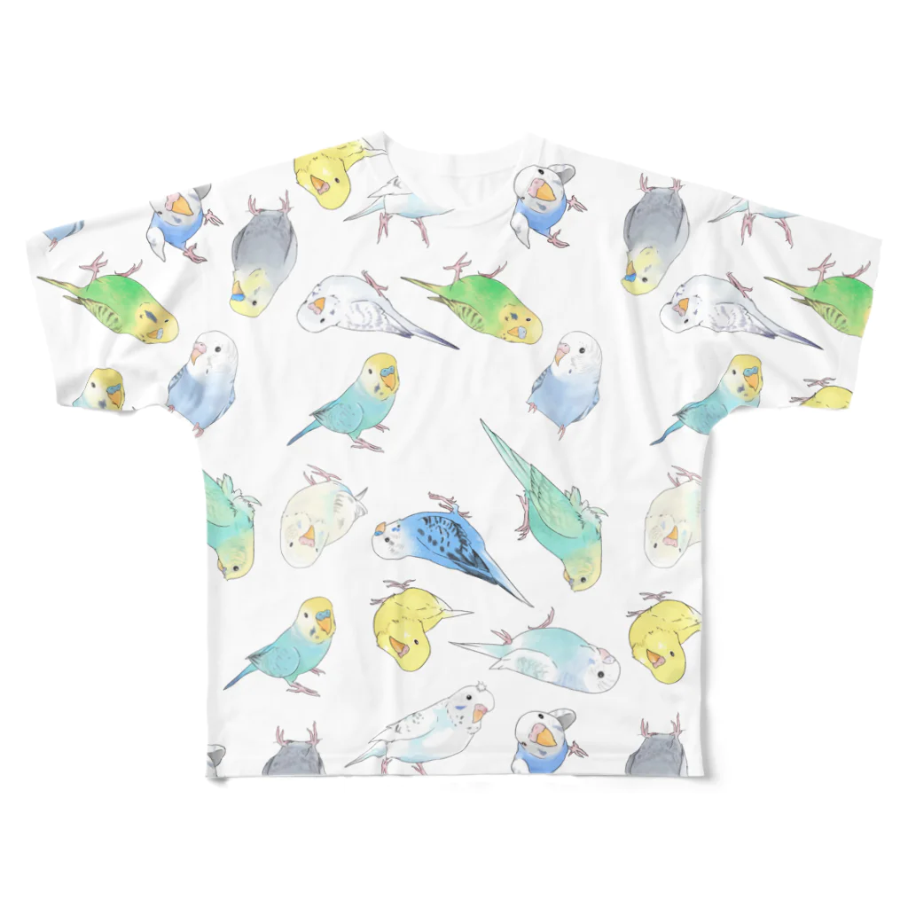 まめるりはことりのめっちゃセキセイインコちゃん【まめるりはことり】 All-Over Print T-Shirt