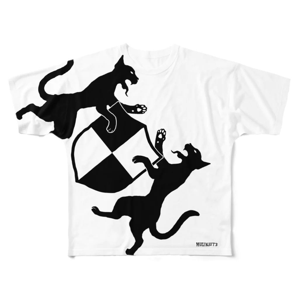 無真獣73号の吼える猫の紋章服・全面 フルグラフィックTシャツ