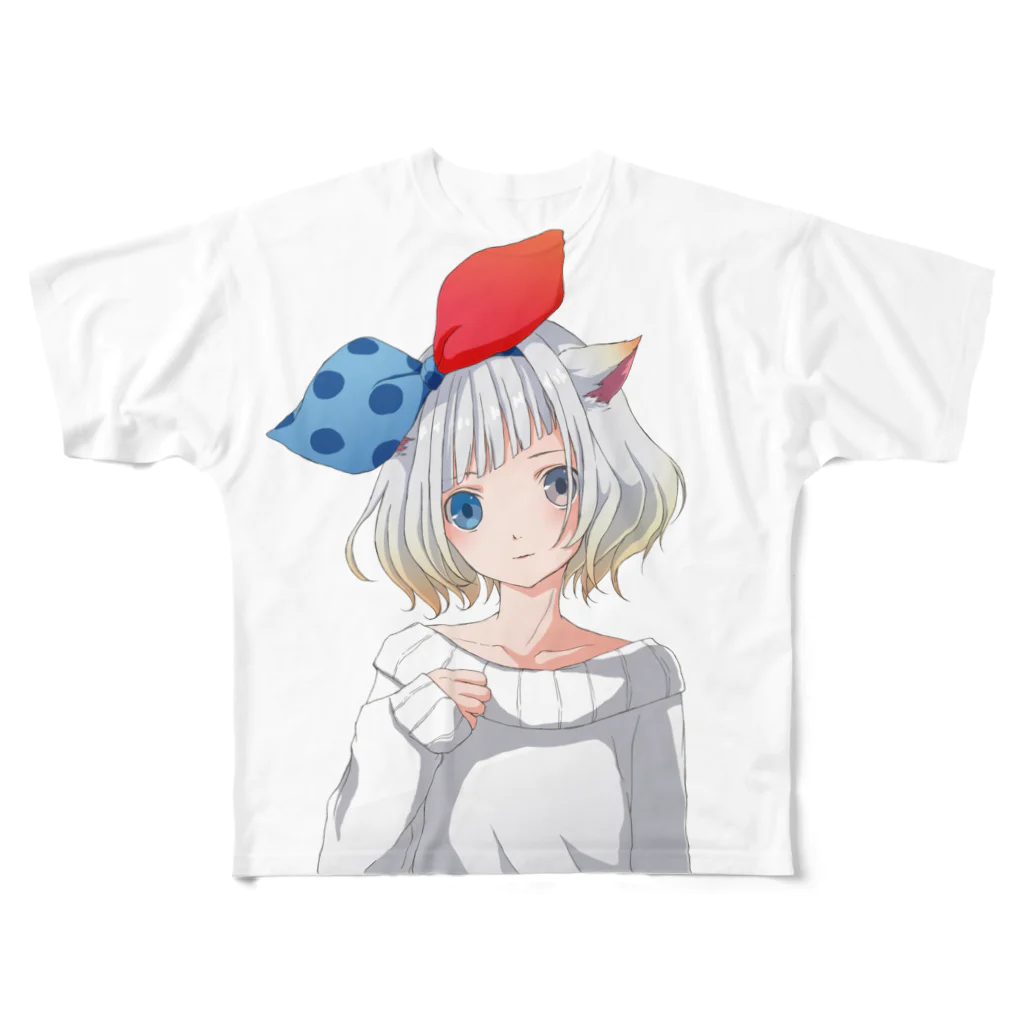 麦猫工房のしろ麦ネコさん All-Over Print T-Shirt