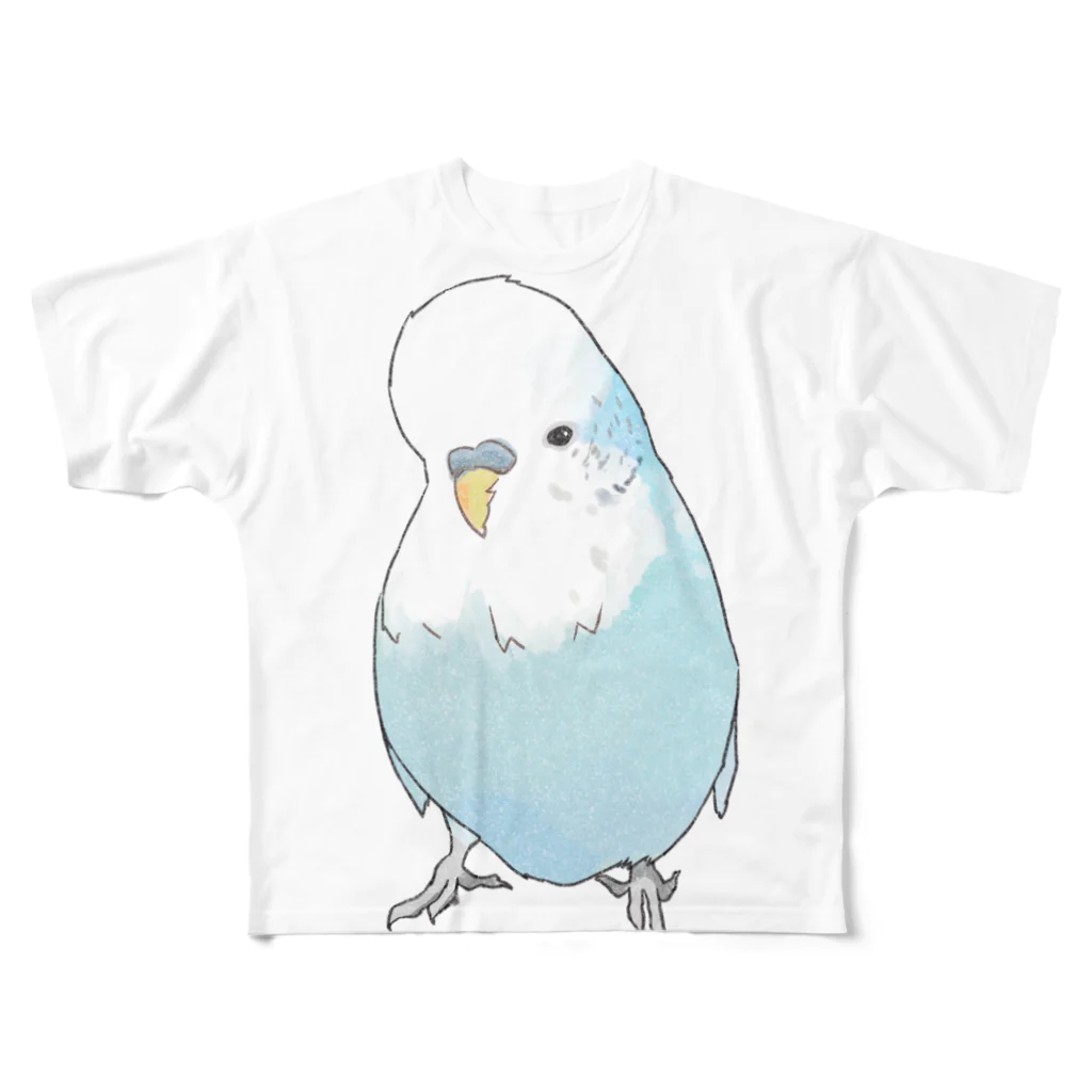 まめるりはことりの可愛いジャンボセキセイインコ【まめるりはことり】 フルグラフィックTシャツ