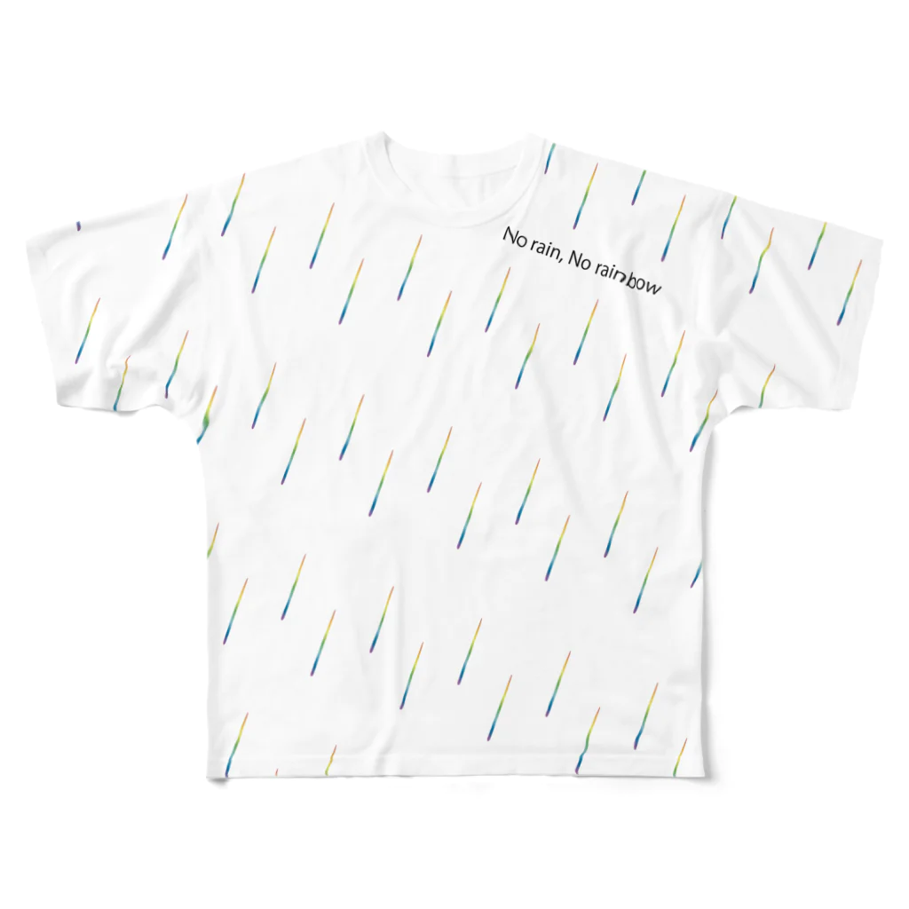 mosh&chipsのNo rain, No rainbow フルグラフィックTシャツ