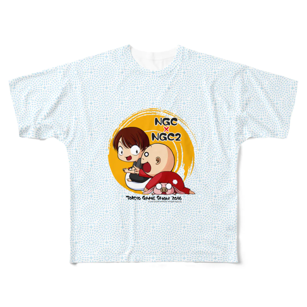 スタジオNGC　オフィシャルショップのぷにぽよ（NGC2） 作『TGS出展記念イラスト』 All-Over Print T-Shirt