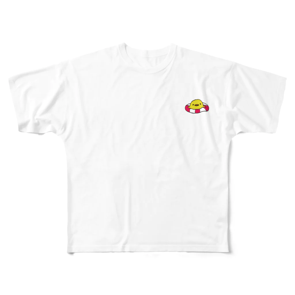 kokos_worksの浮き輪ぷかぷか こっこちゃん All-Over Print T-Shirt