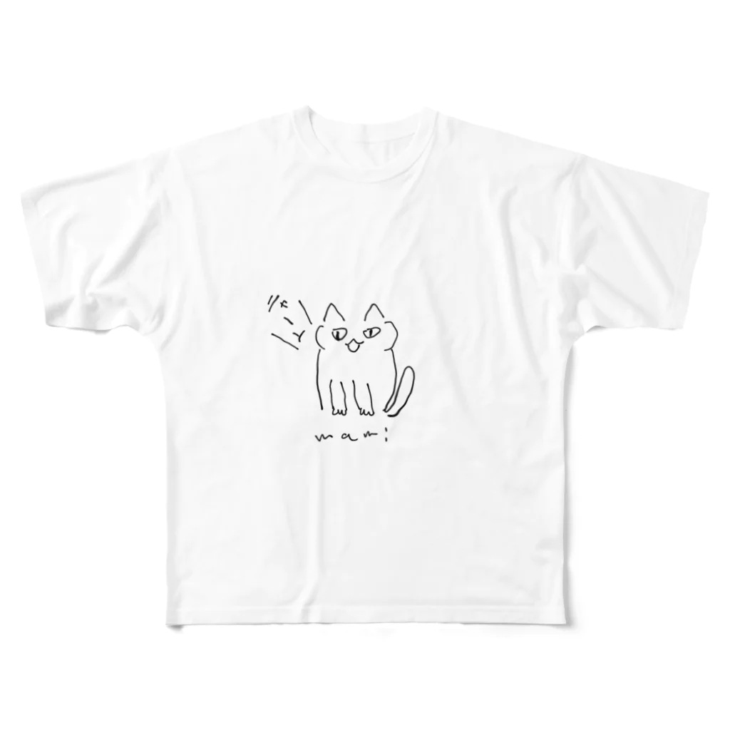 二毛猫のラクガキ フルグラフィックTシャツ