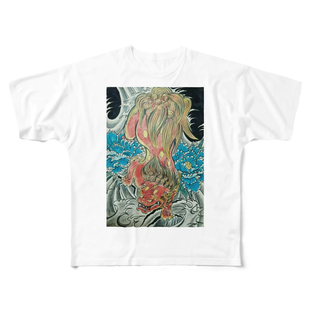 ひちふく堂　葉月のザ唐獅子 All-Over Print T-Shirt