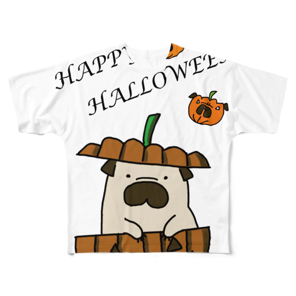 WANS.tokyoのパグハロウィン！ フルグラフィックTシャツ