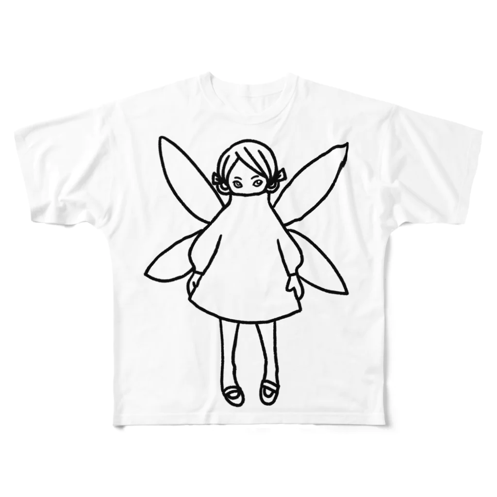 ポキポキぽっきーのアンティーク風フェアリー フルグラフィックTシャツ