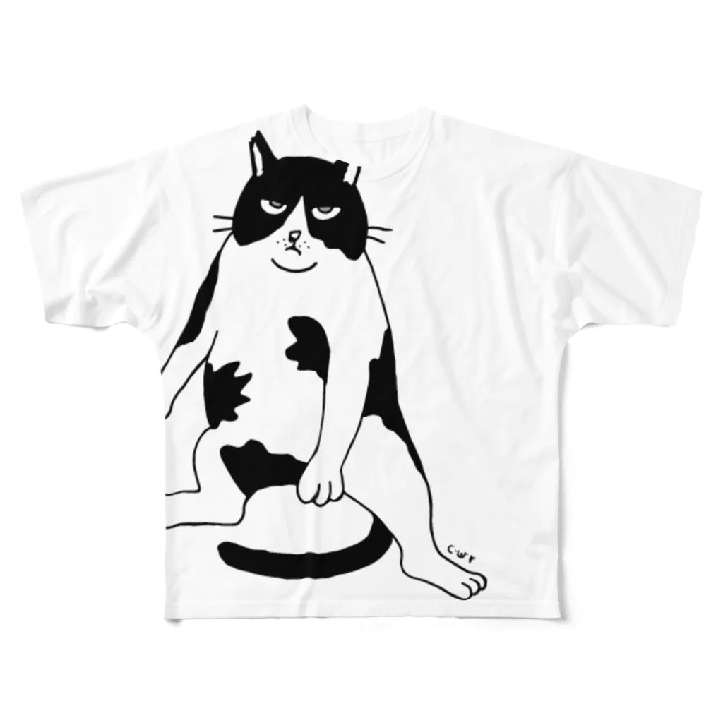 CUROGNACの100nyan002.ねこじろどん フルグラフィックTシャツ