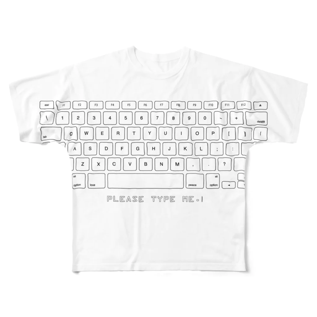 DOYLEEのTYPE ME. white フルグラフィックTシャツ