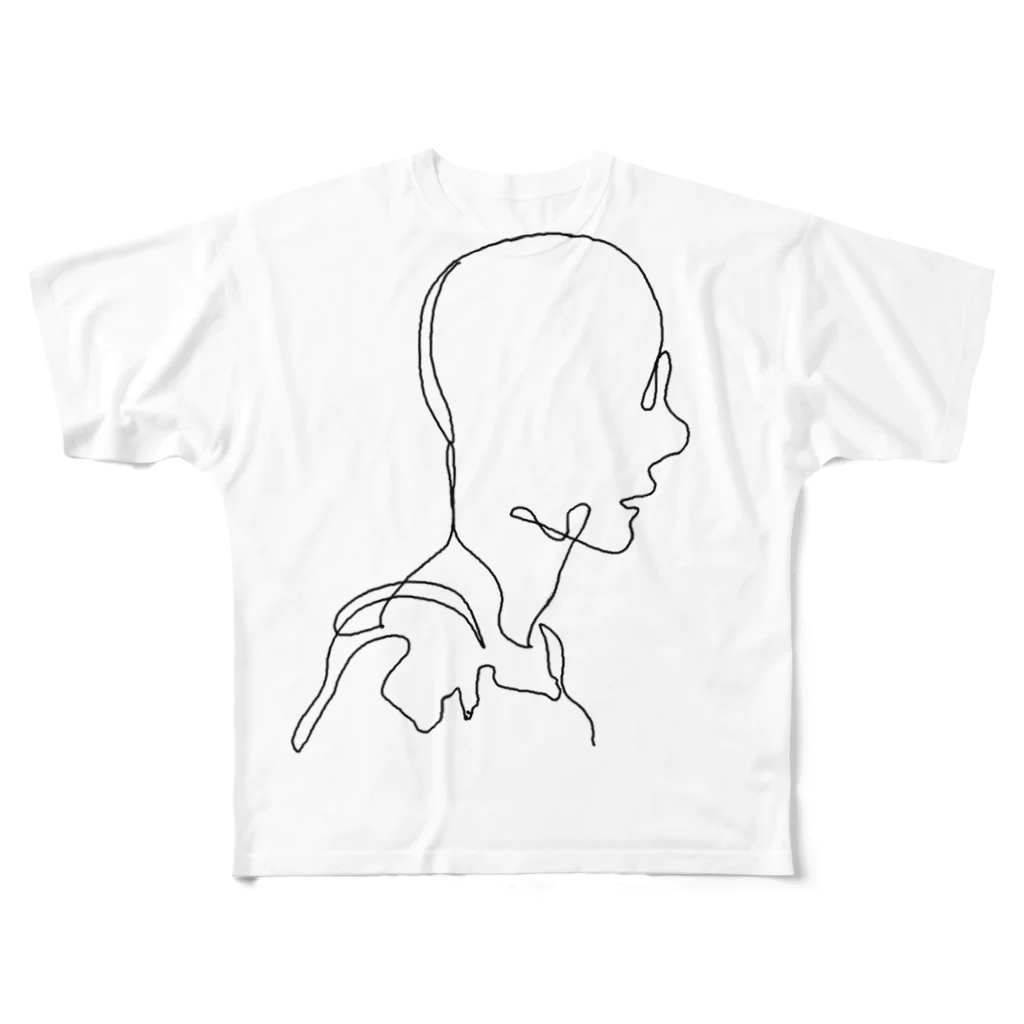 綿華子の横顔線 All-Over Print T-Shirt