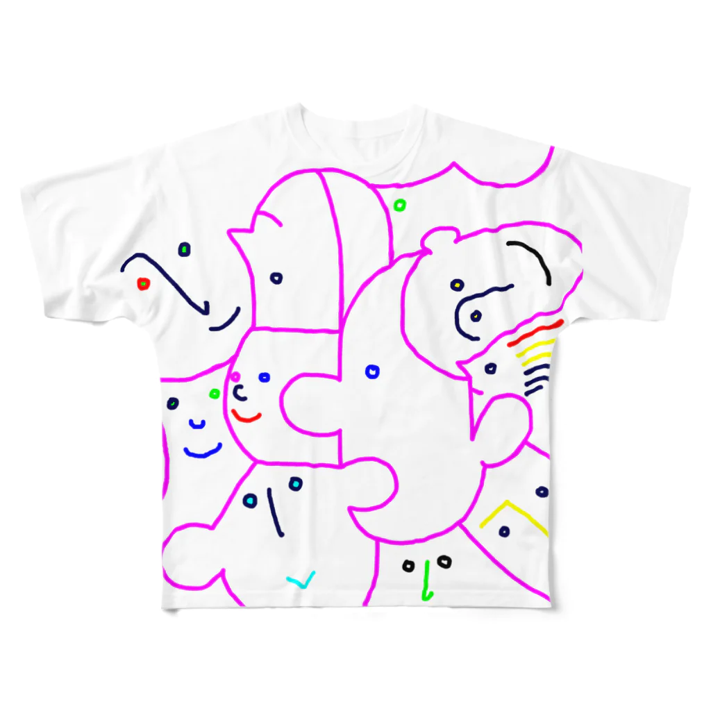 atelier SUZUのfriends(colorful line) フルグラフィックTシャツ