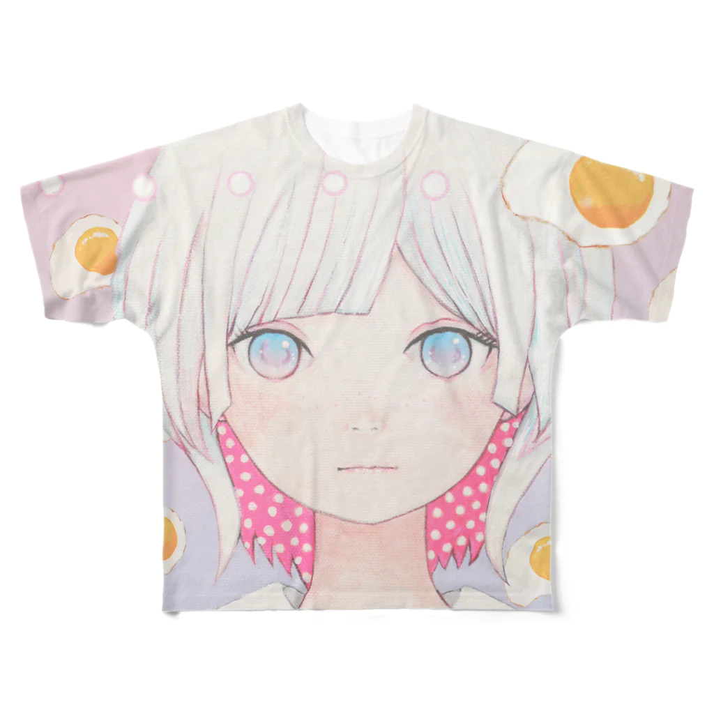 KAORU HASEGAWA WEBSTORE SUZURIのSilence egg-san たまご増やした場合🍳 All-Over Print T-Shirt