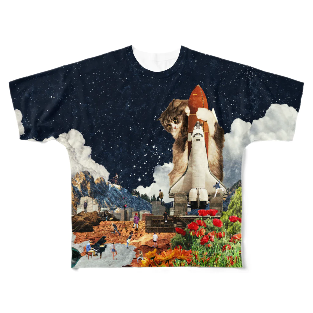 TSUMEROのシャトル猫【夜の部】 All-Over Print T-Shirt