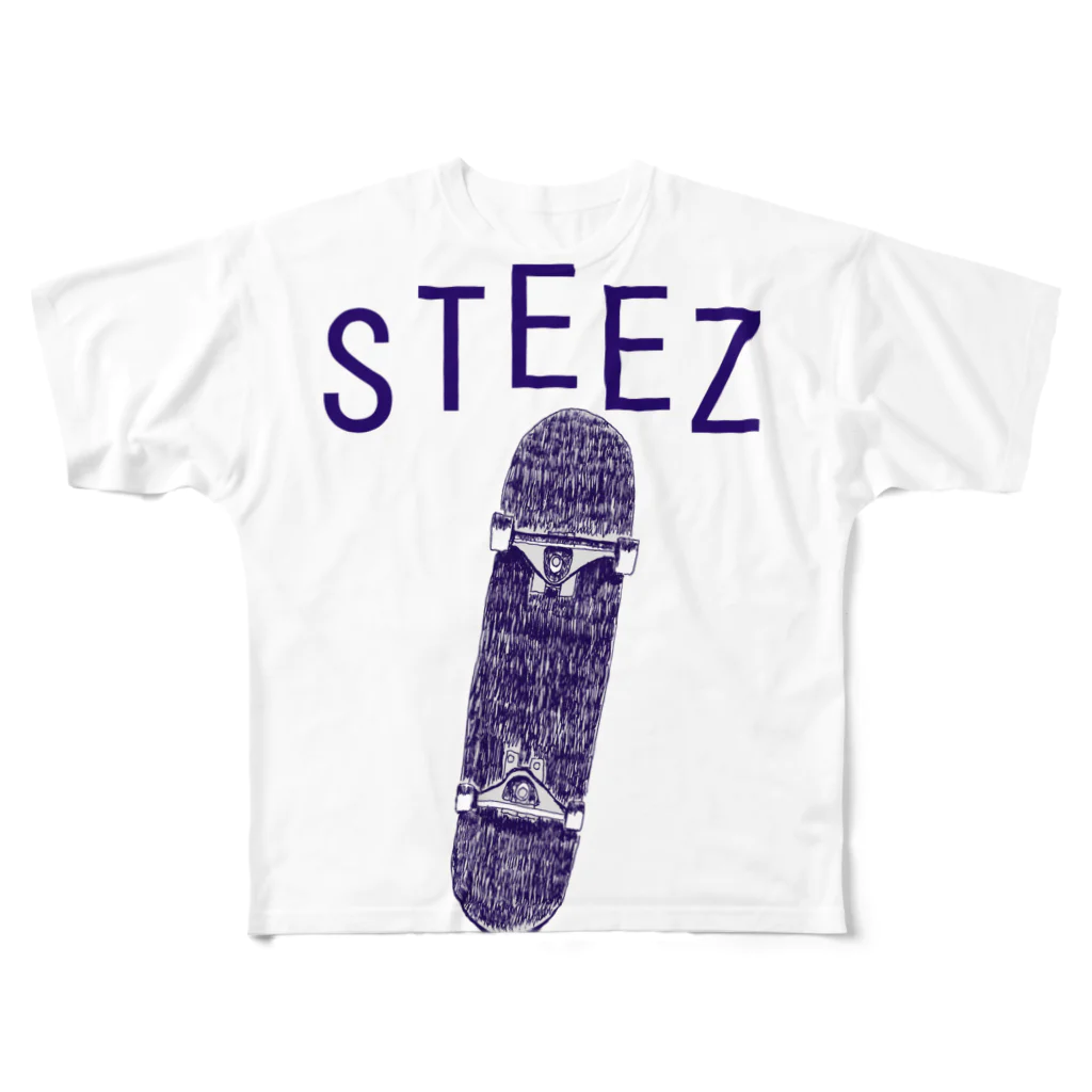NIKORASU GOのスケボーデザイン「STEEZ」 フルグラフィックTシャツ