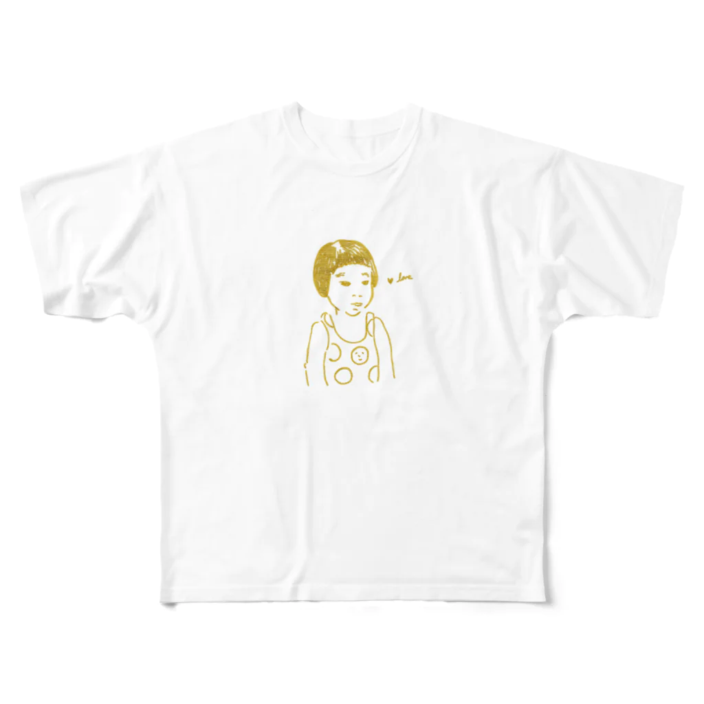 まるいいぬのおかっぱちゃん All-Over Print T-Shirt