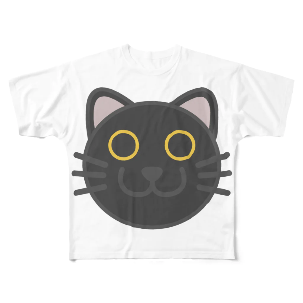 嶌星堂の黒猫・黄眼 All-Over Print T-Shirt