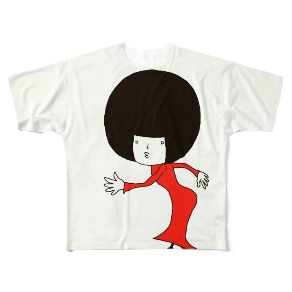 サル1ラクガキのマドモアゼル リン フルグラフィックTシャツ