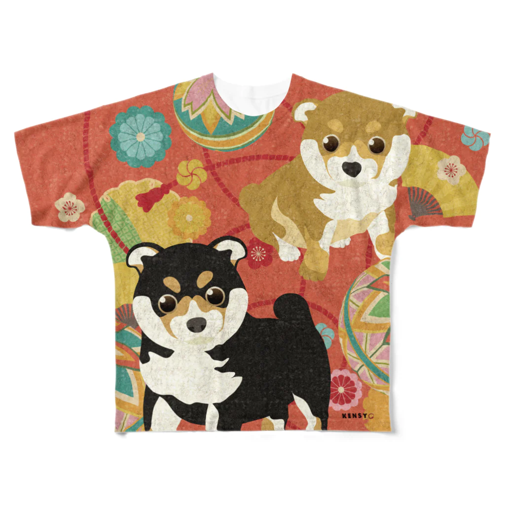 KENSYOイラストレーションのKENSYO vol.107 「柴犬」 Tシャツ フルグラフィックTシャツ