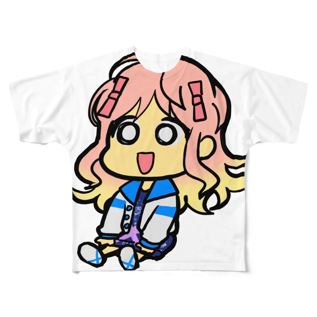アニクロス(suzuri店)のクロスちゃん(ボーッ) フルグラフィックTシャツ
