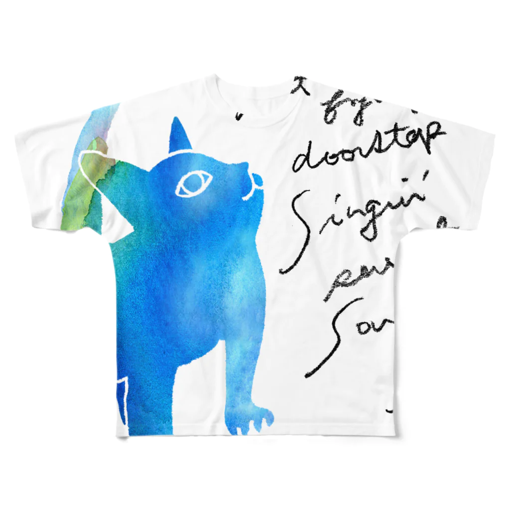 megumiillustrationの青いねこ All-Over Print T-Shirt