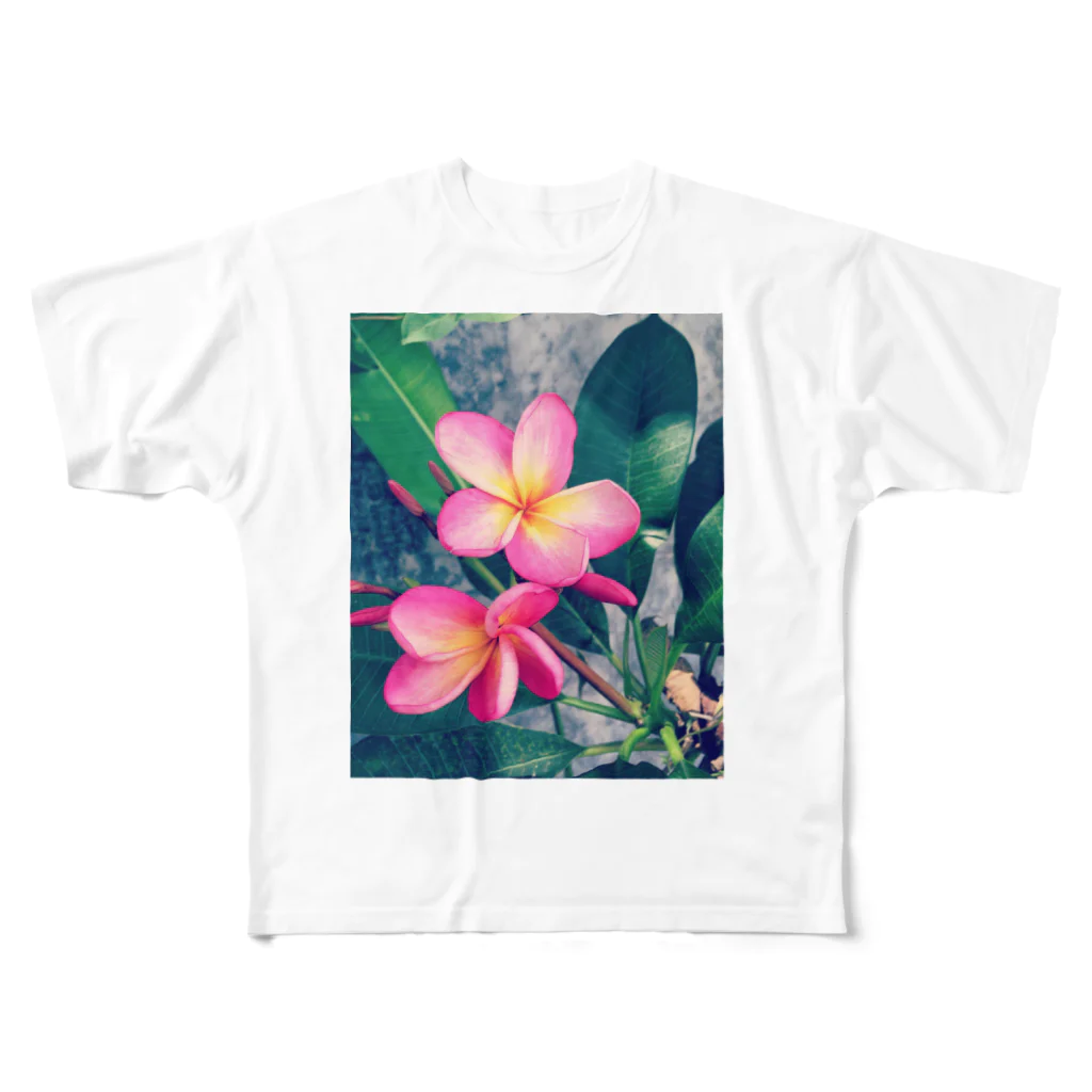 pico_picoのピンクのプルメリア All-Over Print T-Shirt
