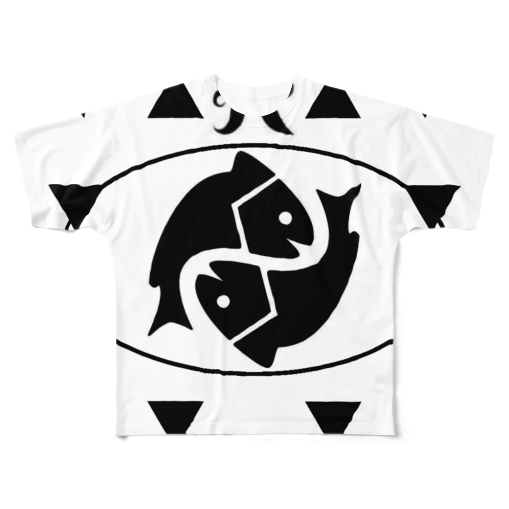 Satanicnの魚座 Pisces フルグラフィックTシャツ