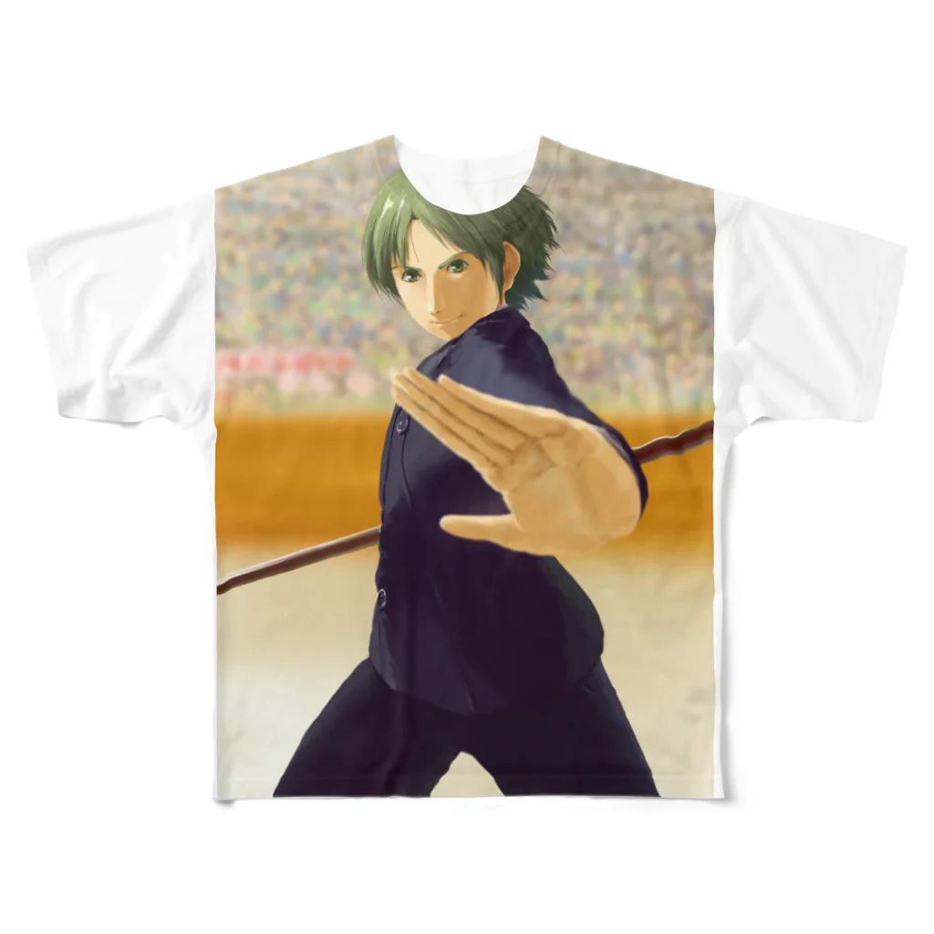 TOUGIENBU【公式グッズ】の闘技演武【公式グッズ】MGF06若き英雄ヨシュア All-Over Print T-Shirt