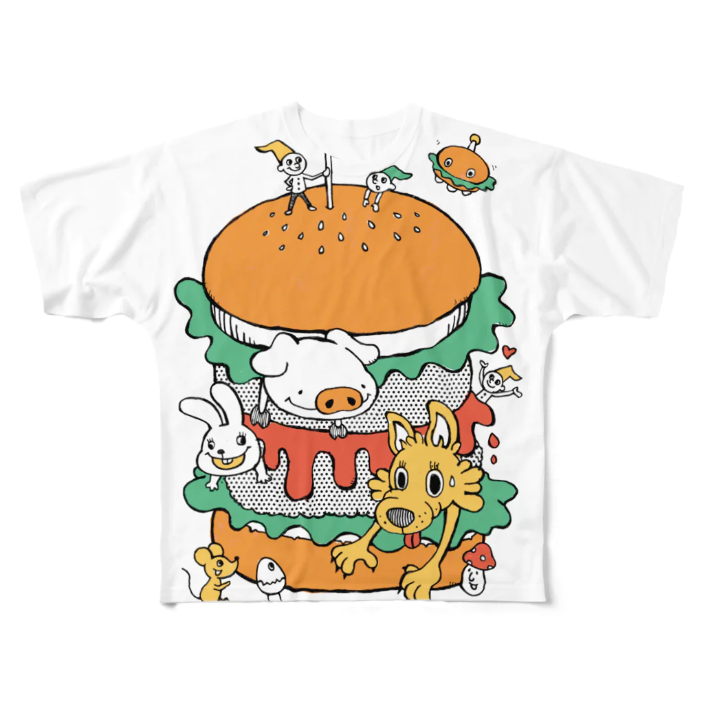 おいでよおいでポトフスキー村のハンバーガー All-Over Print T-Shirt