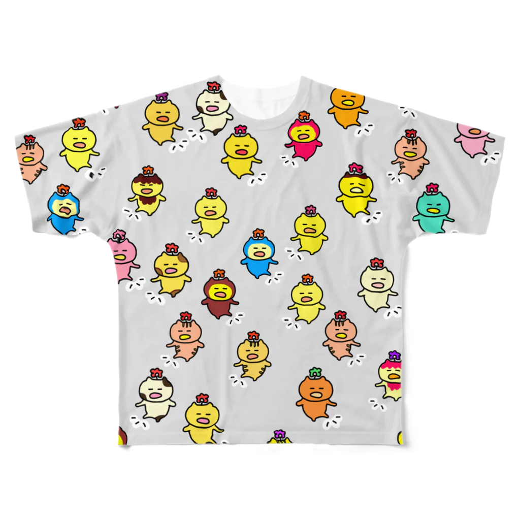 popopom777のんぱんぱダンス会場（グレー） All-Over Print T-Shirt