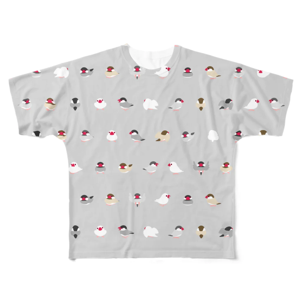 まめるりはことりのちみまめ文鳥ちゃん【まめるりはことり】 All-Over Print T-Shirt