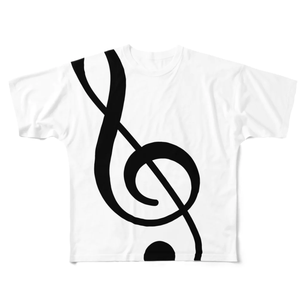 musicfulのト音記号 フルグラフィックTシャツ