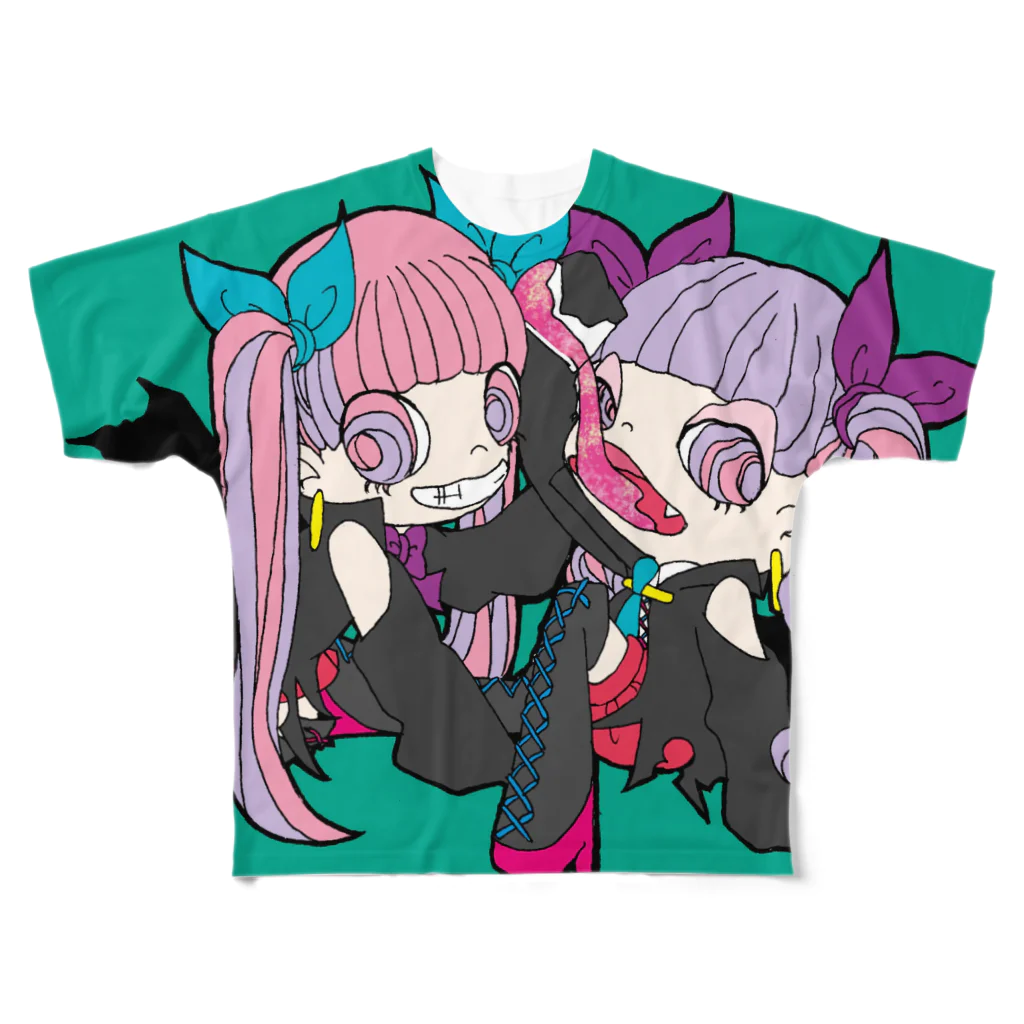 ひなた@可愛い補給の魔女っこ双子ちゃん（poison） All-Over Print T-Shirt