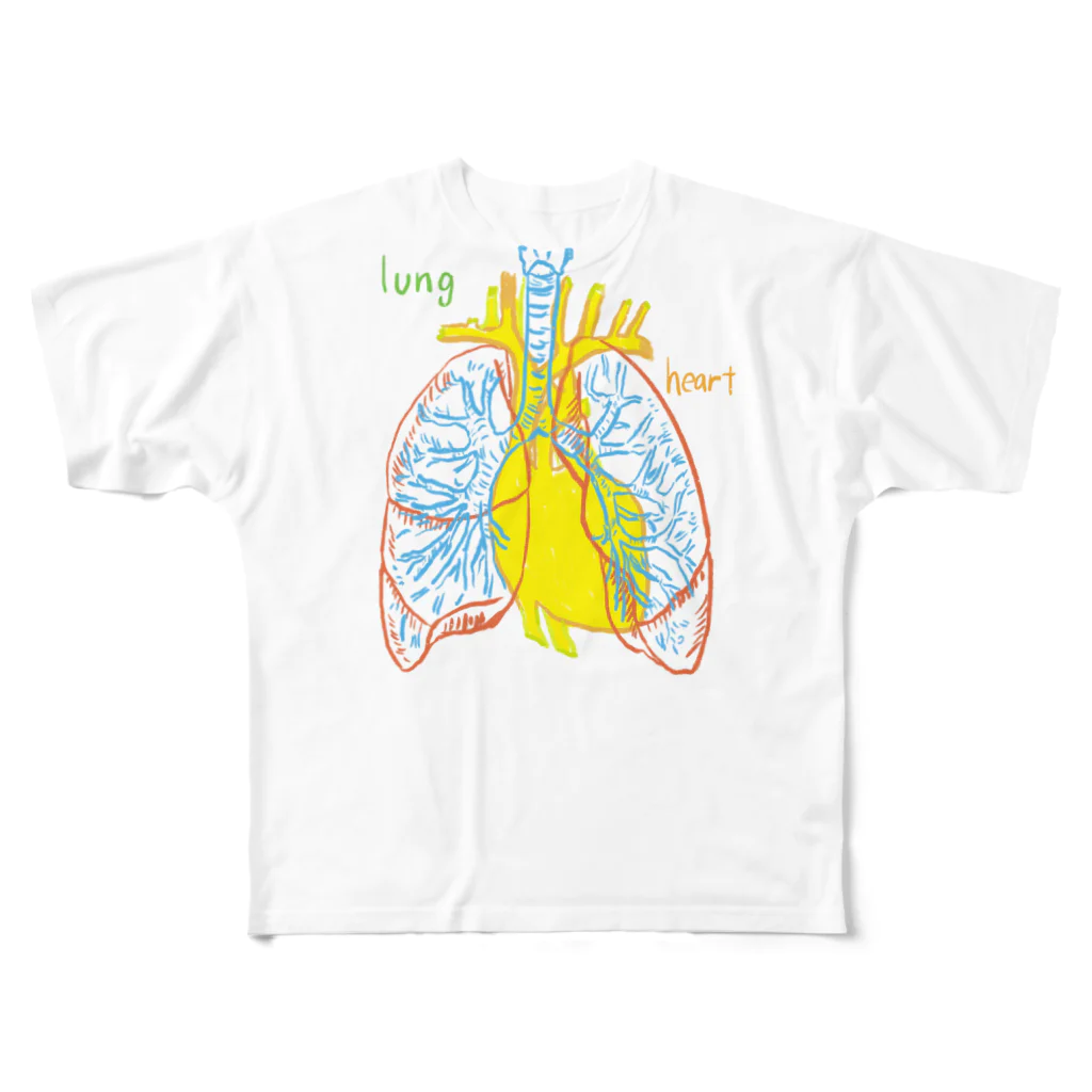 ホネニク商店の肋骨の中には心臓と肺があります All-Over Print T-Shirt