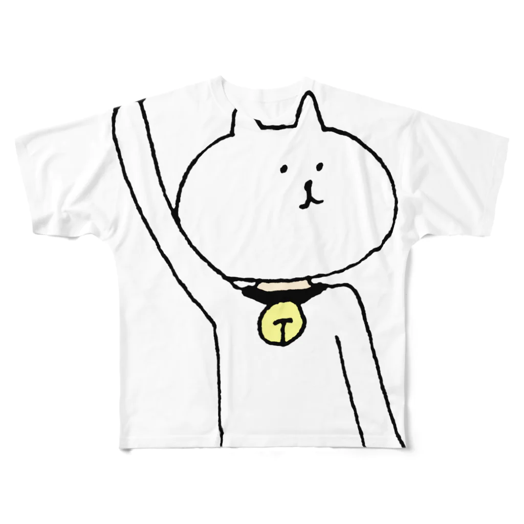 ゆるいふくやさんのばいばいねこ フルグラフィックTシャツ