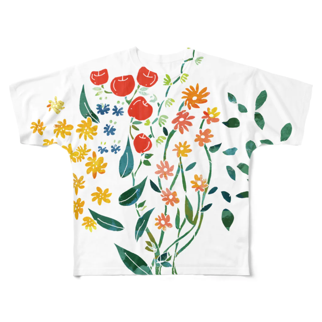 shirokumasaanのりんごの花 フルグラフィックTシャツ