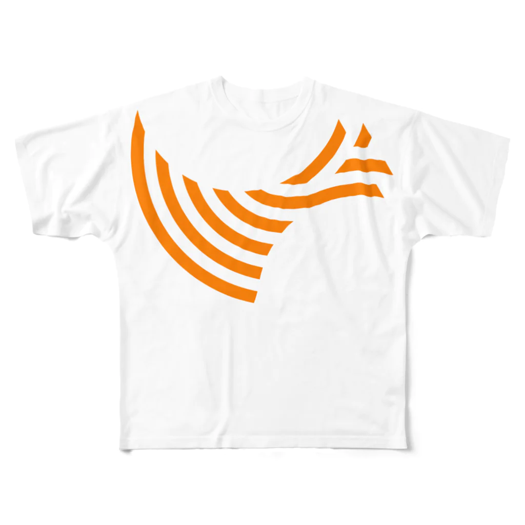 OHINERI SHOPのおひねり / オレンジ フルグラフィックTシャツ