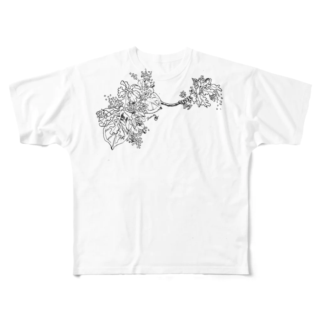 SAORI ym goods shopのシンプル　花飾Ⅱ フルグラフィックTシャツ