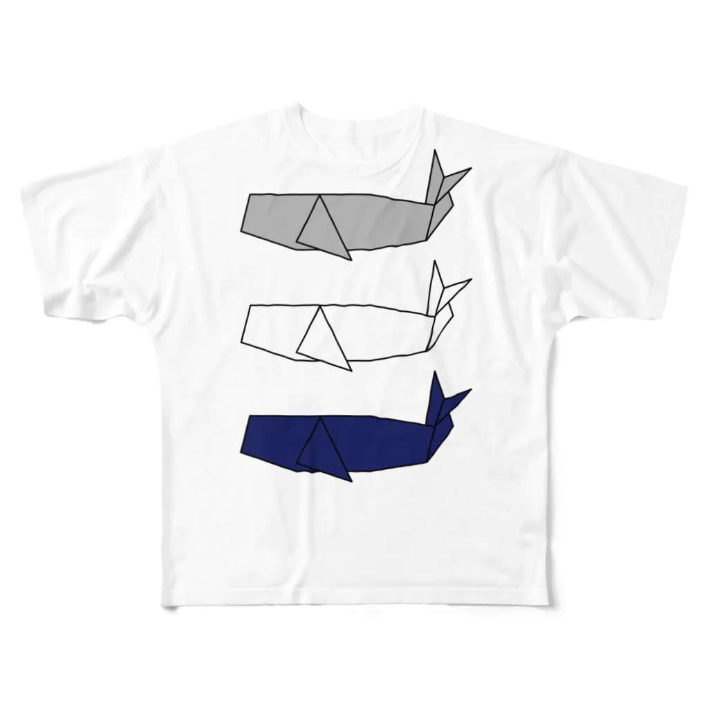 カラスの折り紙　マッコウクジラ フルグラフィックTシャツ