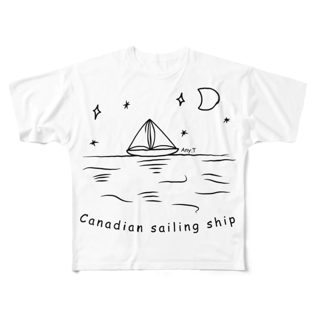 松や SUZURI店のCanadian sailing ship フルグラフィックTシャツ