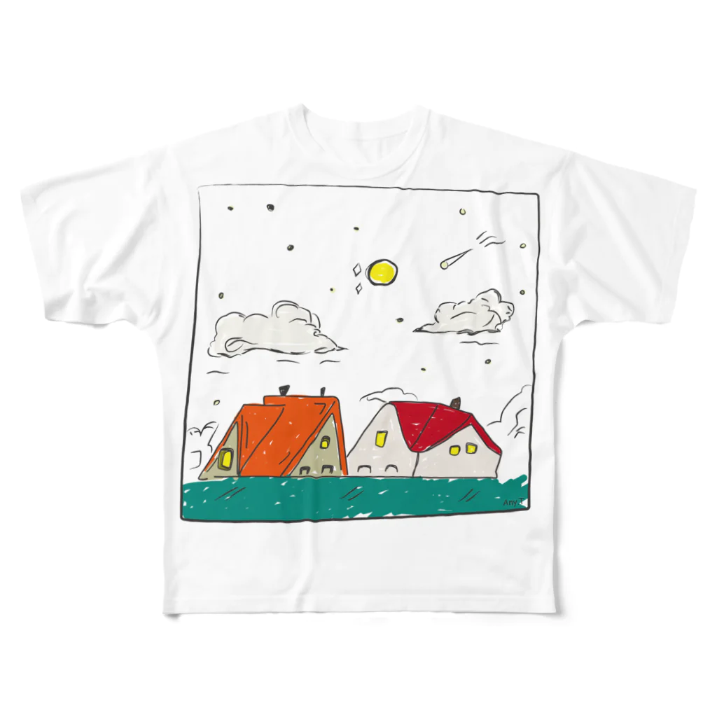 松や SUZURI店のStarry night フルグラフィックTシャツ