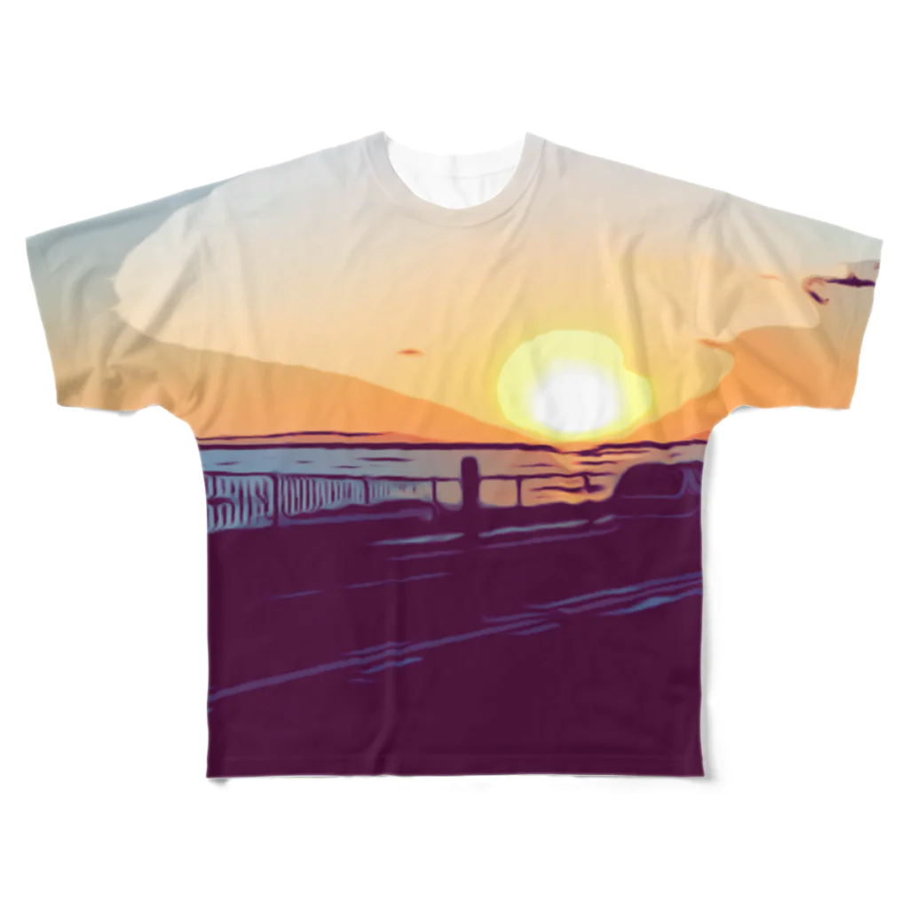 わらしゃんどのSUNSET フルグラフィックTシャツ