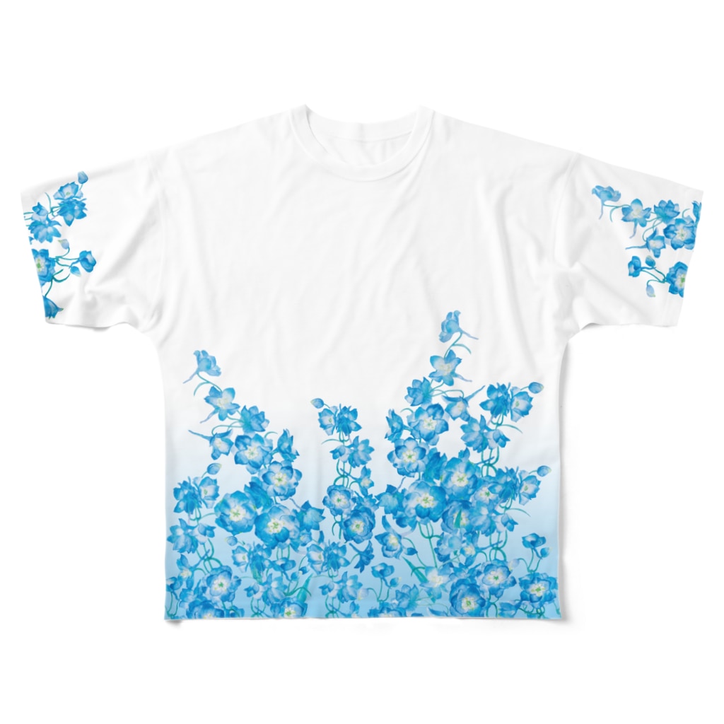 咲き乱れる青い花 デルフィニウム 花雑貨 Blue Poppy のフルグラフィックtシャツ通販 Suzuri スズリ