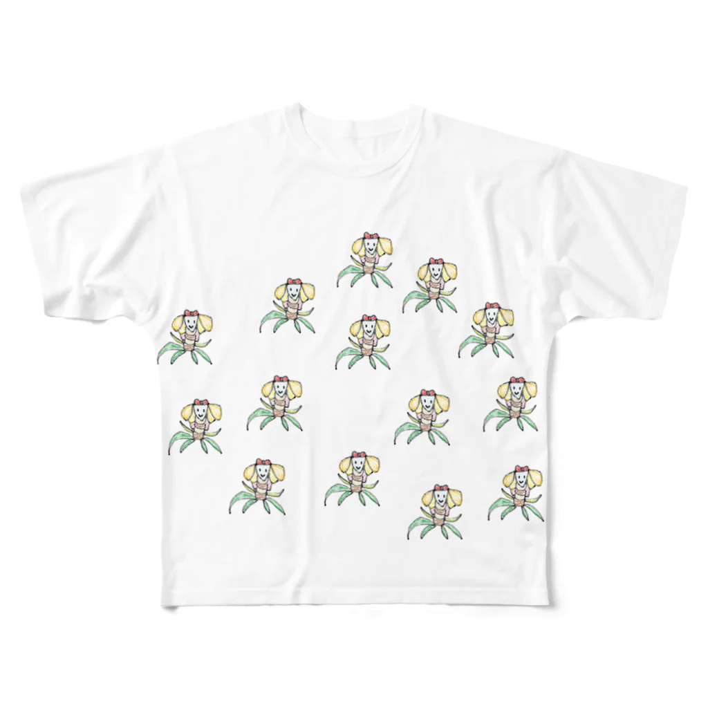 フジタサイキョウのヤシの木と蝶々の合体女子 All-Over Print T-Shirt