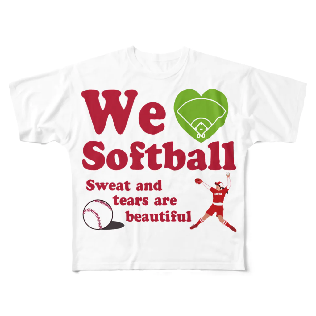 キッズモード某のwe love Softball All-Over Print T-Shirt