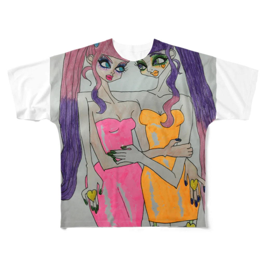 chanchanz handmade with LOVEのneon dressed girls All-Over Print T-Shirt