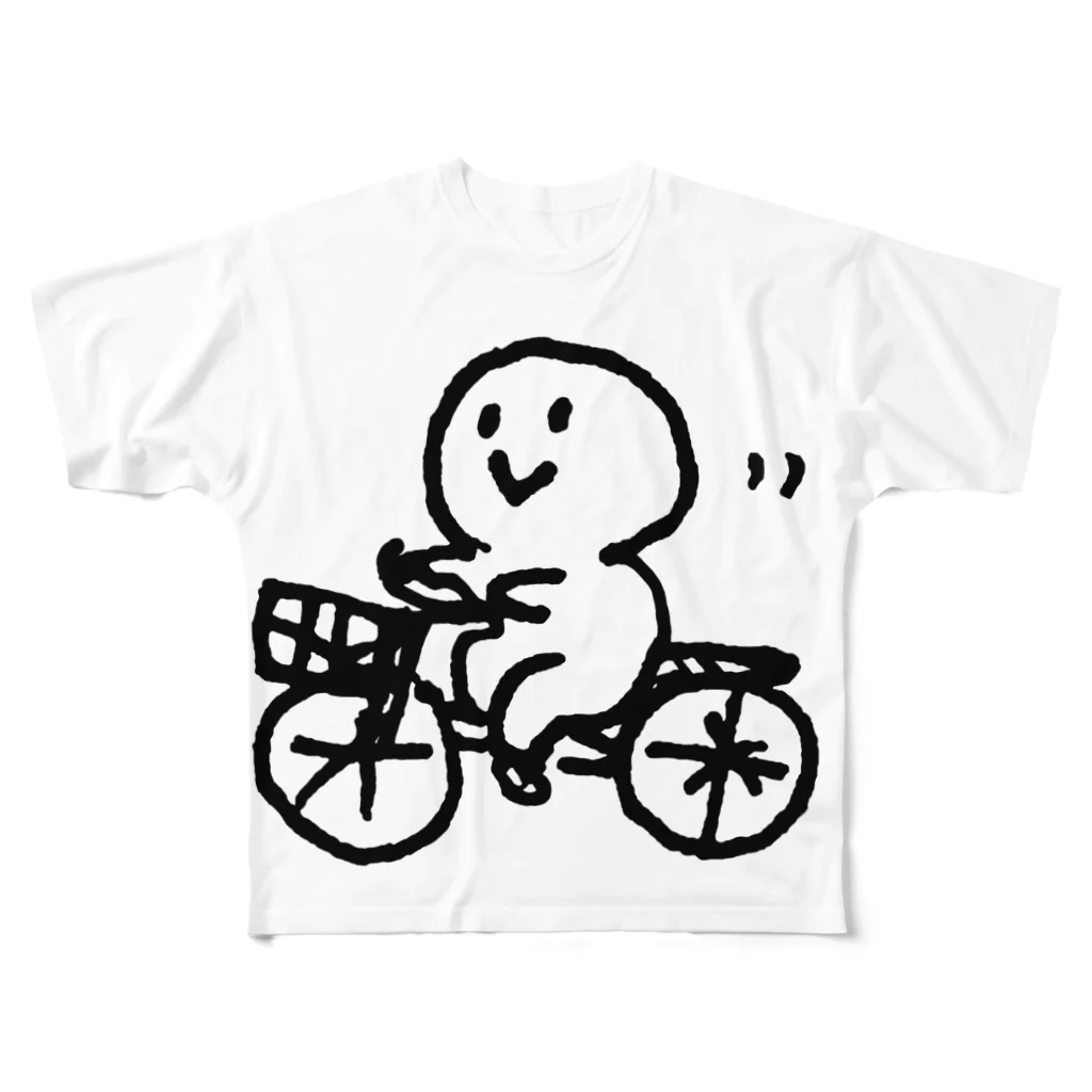 てがきですの屋さんの自転車！丸さん フルグラフィックTシャツ