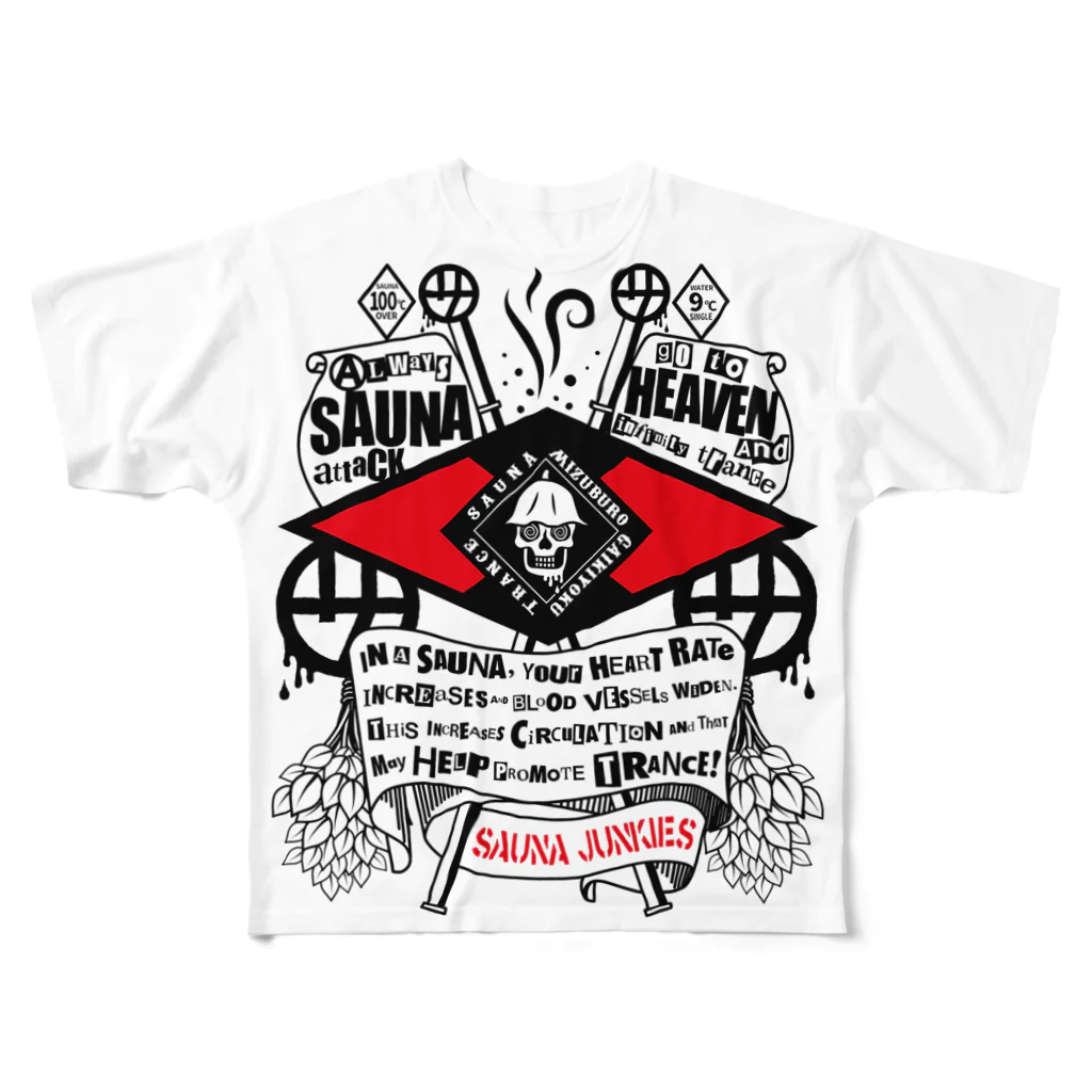 SAUNA JUNKIES | サウナジャンキーズのSAUNA HEAVEN(デカプリント） All-Over Print T-Shirt