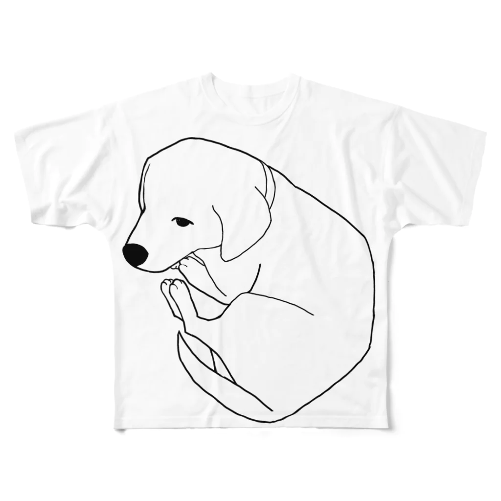 いぬあしバスタブの虚ろ犬〜まどろみ〜　文字なし フルグラフィックTシャツ