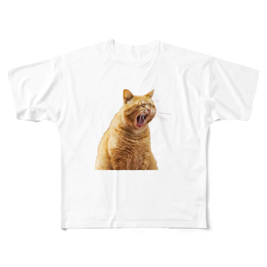 umameshiのあくびネコ / yawning cat フルグラフィックTシャツ